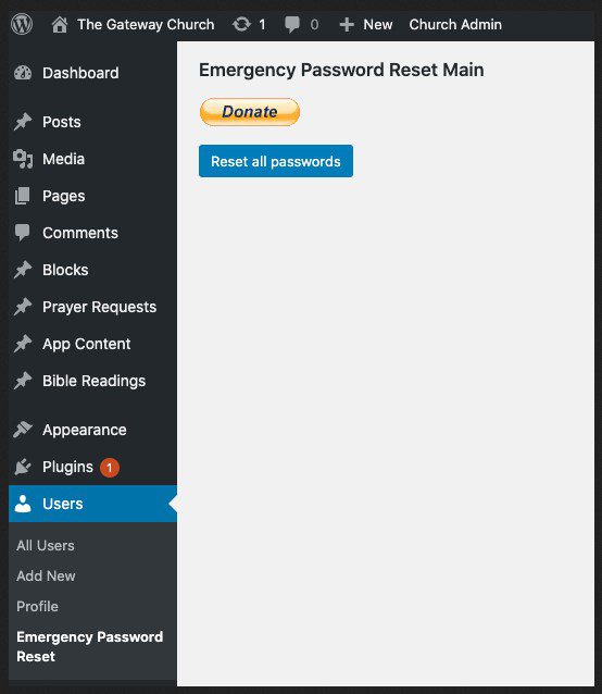 plugin Emergency Password Reset