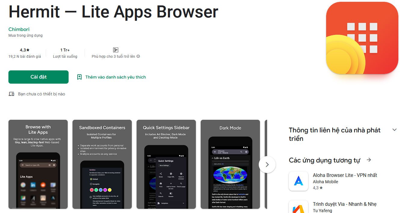 Hermit Lite Apps Browser